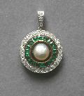 Edwardian Emerald,diamond And Pearl Pendant